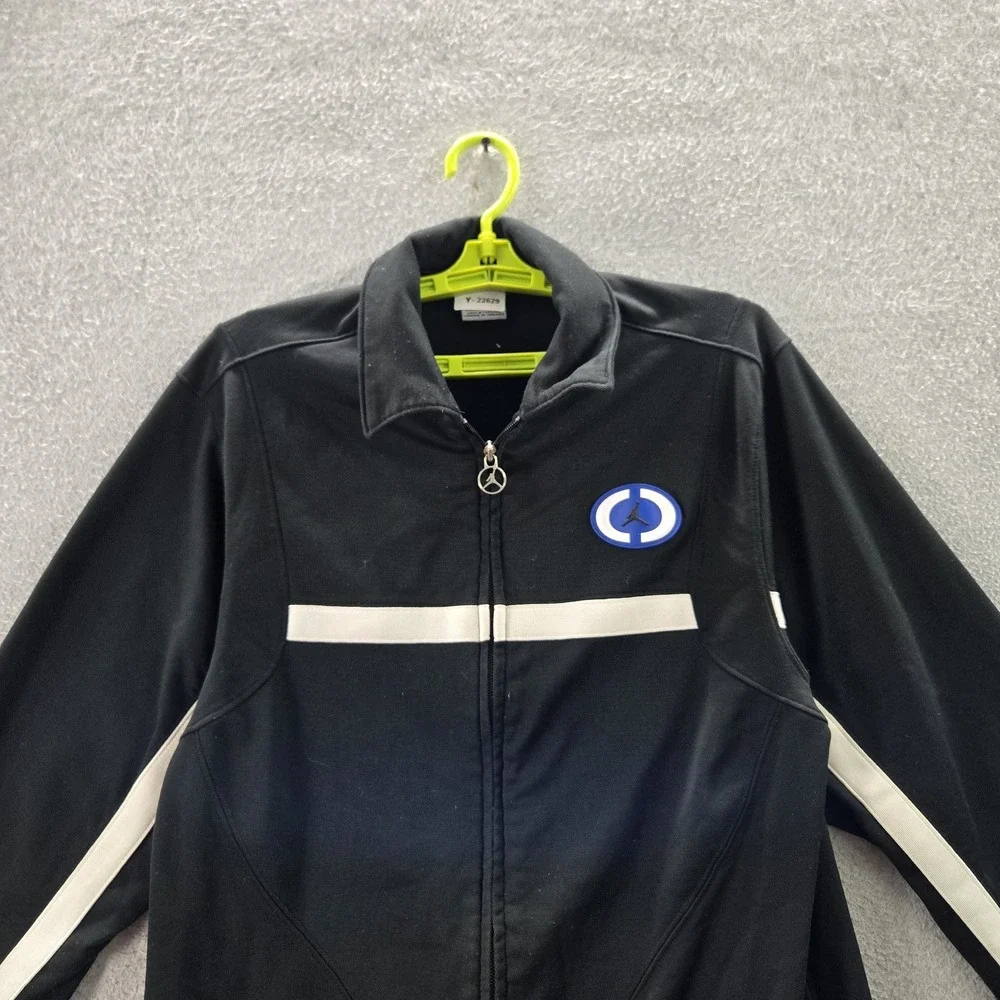 VINTAGE Air Jordan Men Jacket M Black Y2K Track Jacket Logo Stripe‎ Long Sleeve